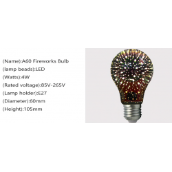 A60 G95 G125 4W E27 3D lâmpada LED