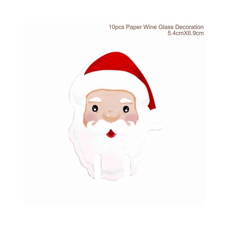 Decoração de papel de vidro de vinho de Natal 10 pcs