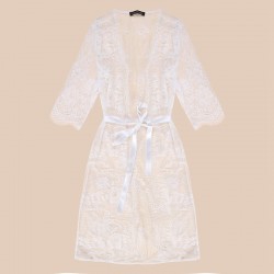 Laço completo transparente camisa de noite - robe