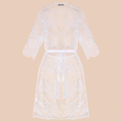 Laço completo transparente camisa de noite - robe
