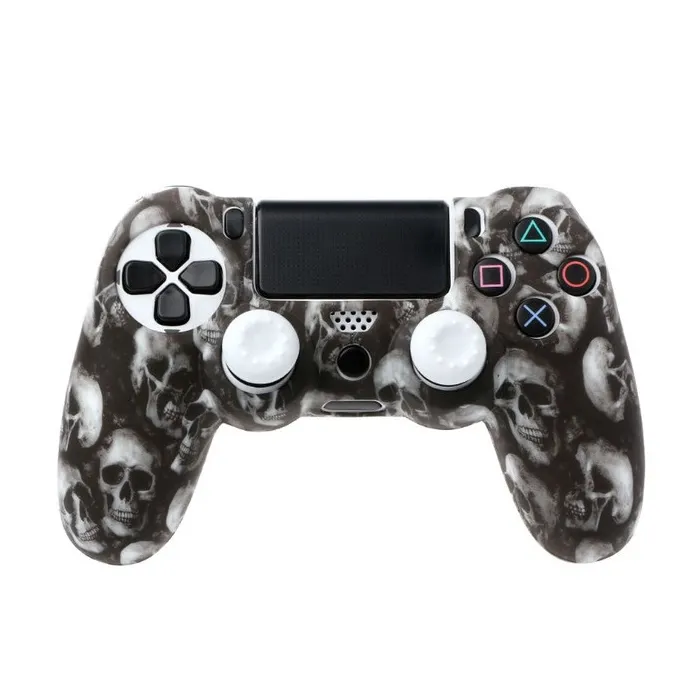 PS4 Pro Slim Controller skull silicone gamepad cover case & 2 joystick capsControllers