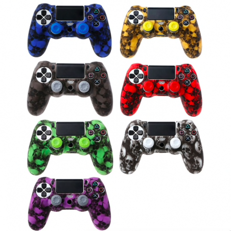 PS4 Pro Slim Caso da capa do tapete de silicone do controlador & 2 gomas de joystick