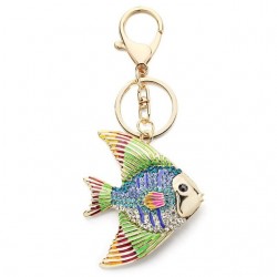 chaveiro de peixe de cristal e esmalte