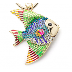 chaveiro de peixe de cristal e esmalte