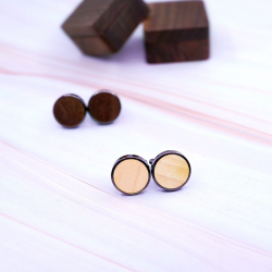 Cufflinks redondos de madeira vintage