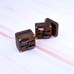 Cufflinks redondos de madeira vintage