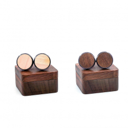 Cufflinks redondos de madeira vintage