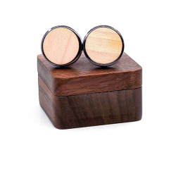 Cufflinks redondos de madeira vintage