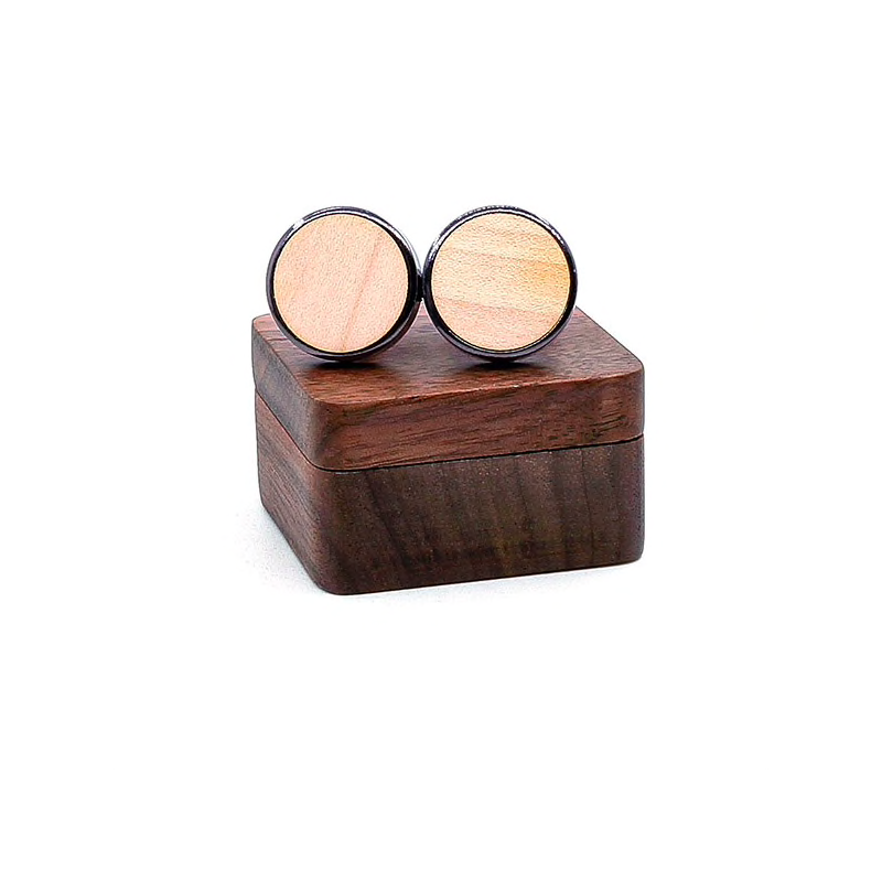 Cufflinks redondos de madeira vintage