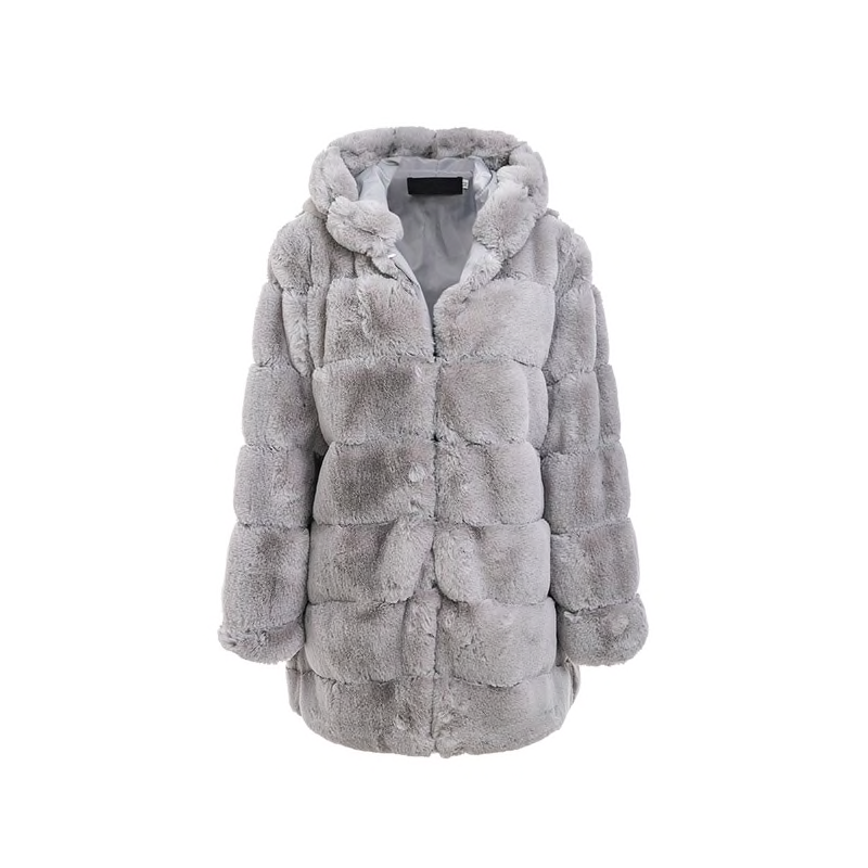 Elegant fluffy hooded long jacket - fur coat - plus sizeJackets Elegant fluffy hooded long jacket - fur coat - plus sizeJackets