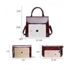Elegante conjunto de saco de couro brilhante de 3 peças