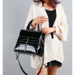 Elegante conjunto de saco de couro brilhante de 3 peças