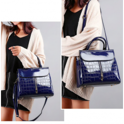 Elegante conjunto de saco de couro brilhante de 3 peças