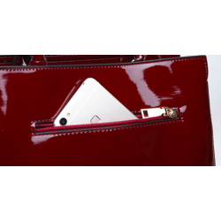 Elegante conjunto de saco de couro brilhante de 3 peças