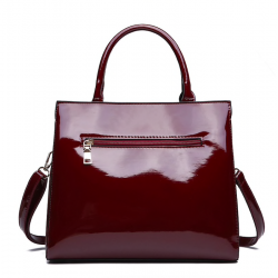 Elegante conjunto de saco de couro brilhante de 3 peças
