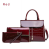 Elegante conjunto de saco de couro brilhante de 3 peças