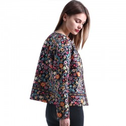 Design floral multicolor casaco curto elegante
