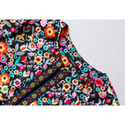 Design floral multicolor casaco curto elegante