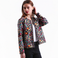Design floral multicolor casaco curto elegante