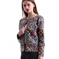 Design floral multicolor casaco curto elegante