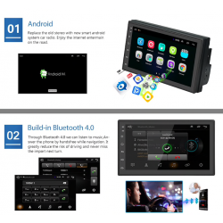 Android 9 - DIN-2 car radio - 7'' touch screen - GPS - Bluetooth - FM - WIFI -MP3 - MirrorlinkRadio