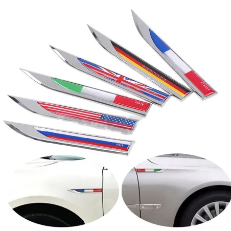 Alemanha - Itália - Inglaterra - França - EUA - Sueco - Bandeira do Canadá - metal autocolante - 2 peças