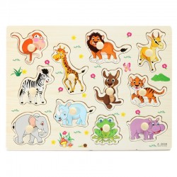 Animais de desenhos animados - brinquedos de quebra-cabeça de madeira das crianças