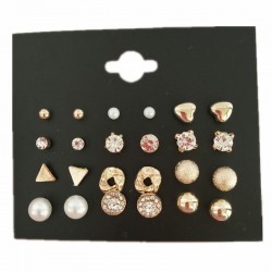 Conjunto de brincos de prata e ouro pérola