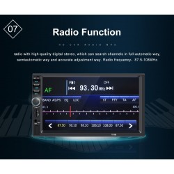 Bluetooth car radio - DIN 2 - 7'' Inch LCD touch screen - MP3-MP5 player - USB - MirrorLinkDin 2
