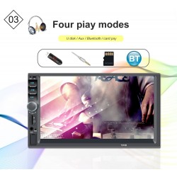 Bluetooth car radio - DIN 2 - 7'' Inch LCD touch screen - MP3-MP5 player - USB - MirrorLinkDin 2