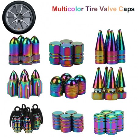 Tampas de válvula de pneu de carro de alumínio Neon 4 pcs