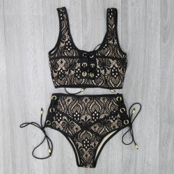 Lace high waisted swimsuit bikini setBeachwear