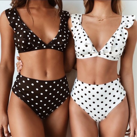 Conjunto de biquíni de maiô com cintura alta