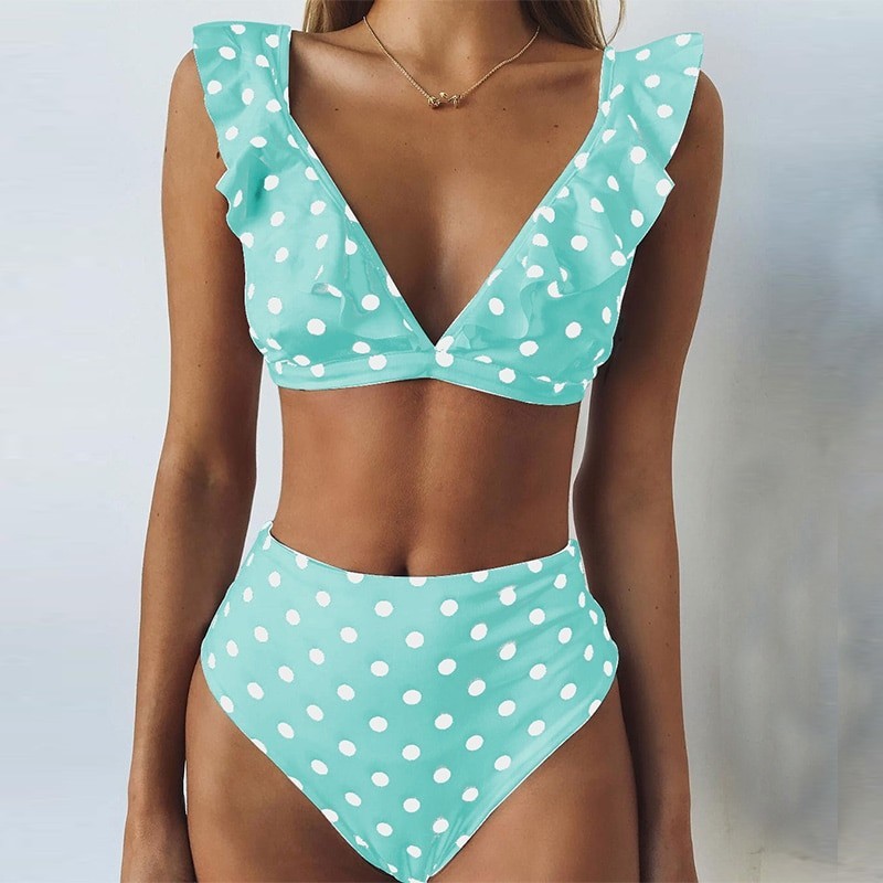 Conjunto de biquíni de maiô com cintura alta