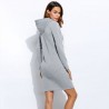 Vestido com capuz de lã com bolsos - camisola longa