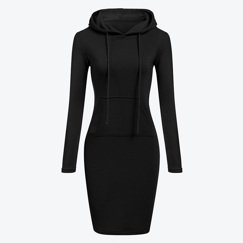 Vestido com capuz de lã com bolsos - camisola longa
