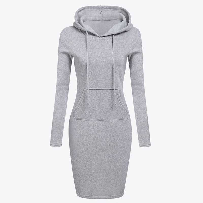 Vestido com capuz de lã com bolsos - camisola longa