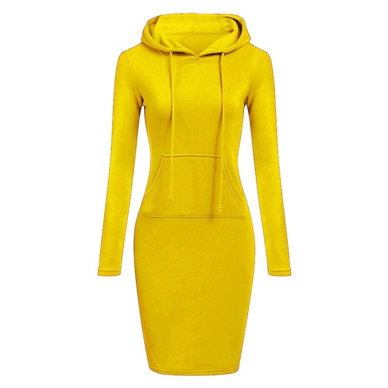 Vestido com capuz de lã com bolsos - camisola longa