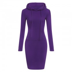 Vestido com capuz de lã com bolsos - camisola longa