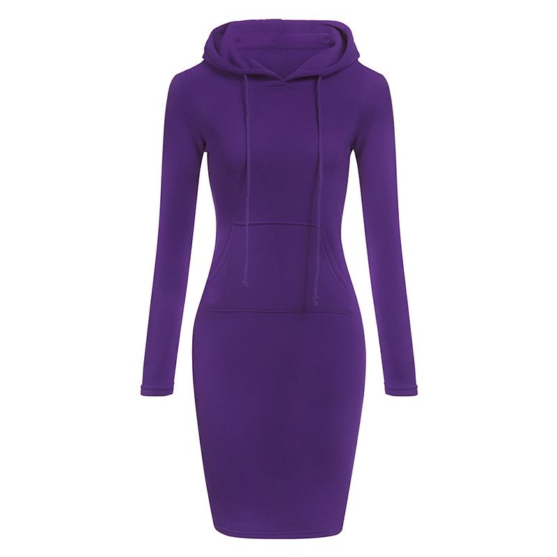 Vestido com capuz de lã com bolsos - camisola longa