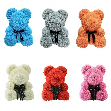 Urso rosa - urso feito de rosas infinitas - 40 cm