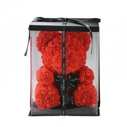 Urso rosa - urso feito de rosas infinitas - 40 cm