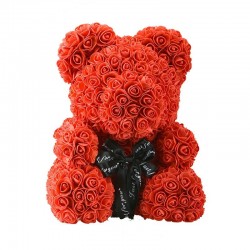 Urso rosa - urso feito de rosas infinitas - 40 cm