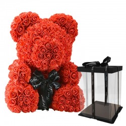 Urso rosa - urso feito de rosas infinitas - 40 cm
