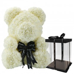 Urso rosa - urso feito de rosas infinitas - 40 cm
