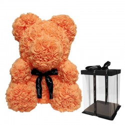 Urso rosa - urso feito de rosas infinitas - 40 cm