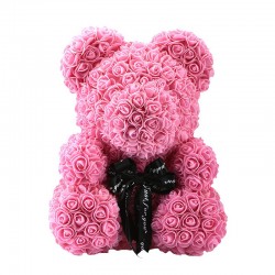 Urso rosa - urso feito de rosas infinitas - 40 cm