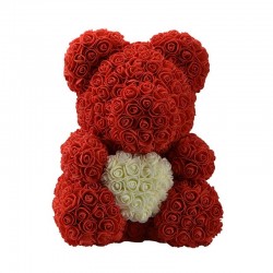 Infinity rose flower teddy bear with heart 40 cmValentine's day