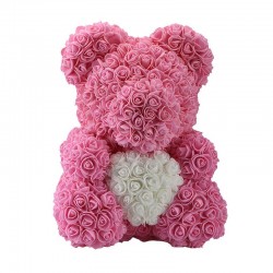 Infinity rose flower teddy bear with heart 40 cmValentine's day