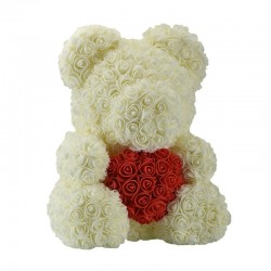 Infinity rose flower teddy bear with heart 40 cmValentine's day